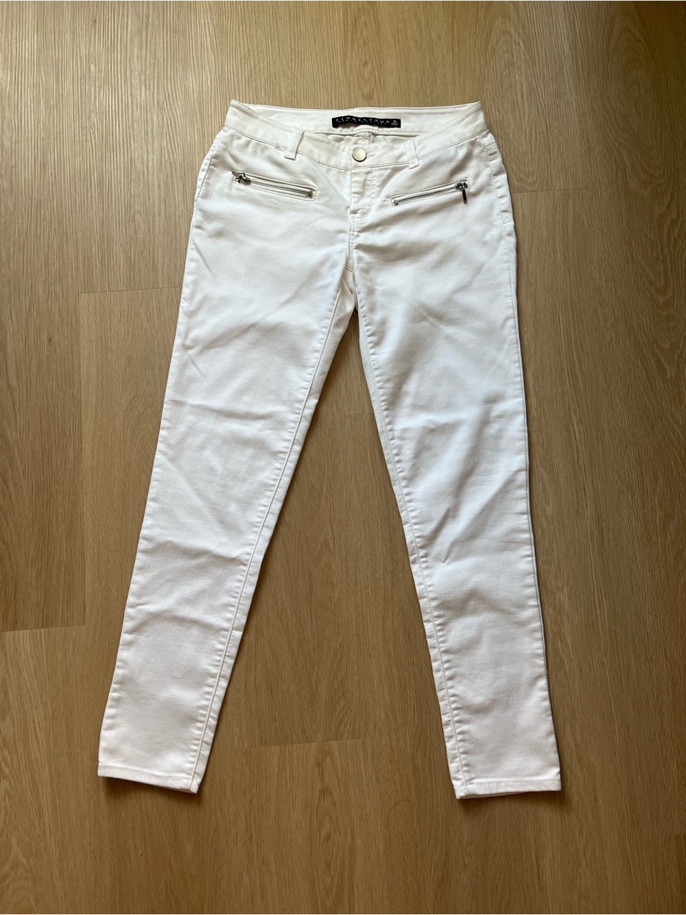Tinseltown White Slim-Fit Zip Pocket Pants